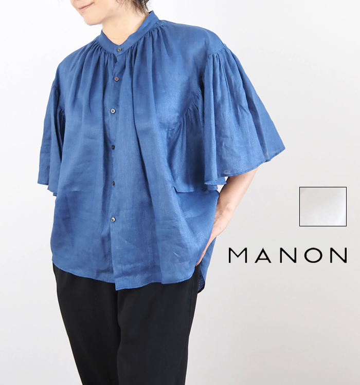 MANON マノン フレアースリーブ リネンアミカルシャツ レディース