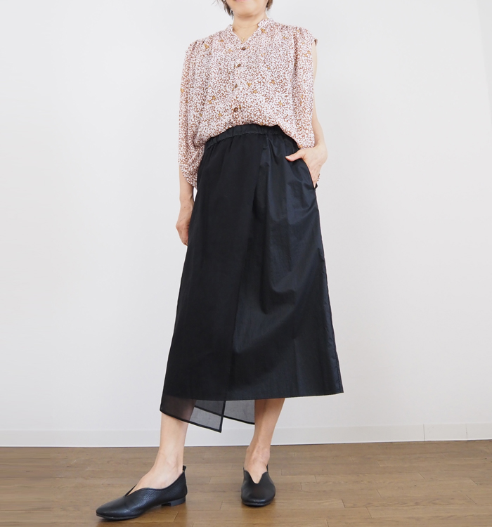 MANON マノン ブラウス フレンチスリーブ オリジナルフラワープリント レディース