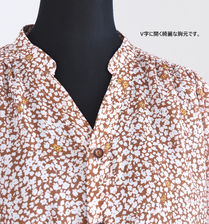 MANON マノン ブラウス フレンチスリーブ オリジナルフラワープリント レディース
