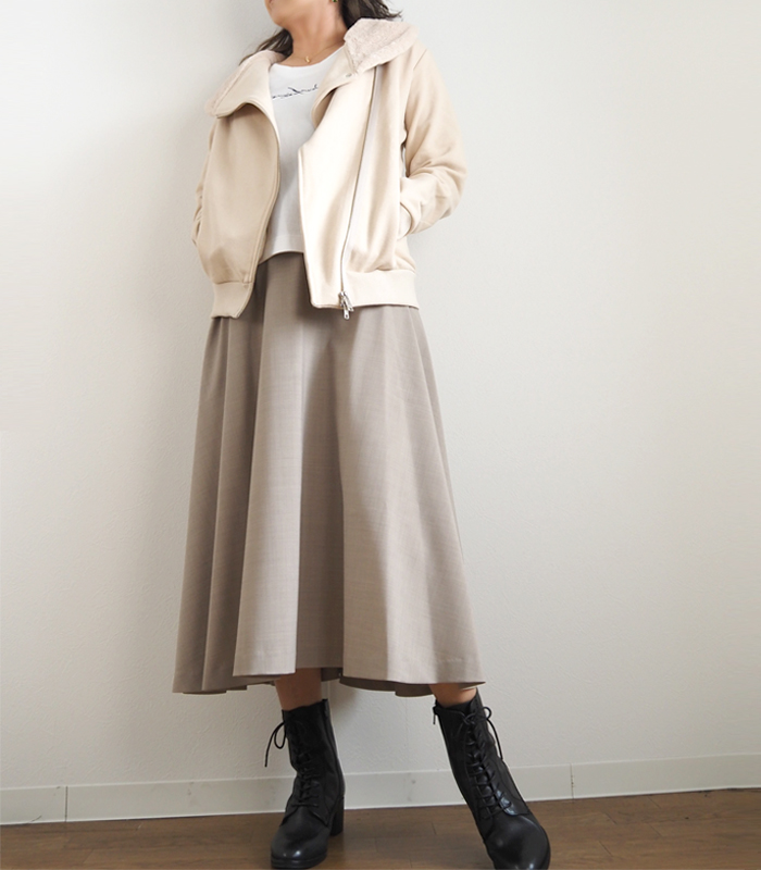 MANON マノン フレアスカート ウールブレンド ミディ丈 レディース