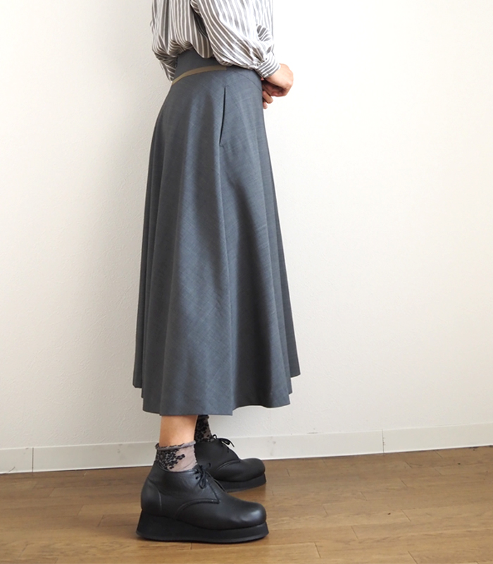 MANON マノン フレアスカート ウールブレンド ミディ丈 レディース
