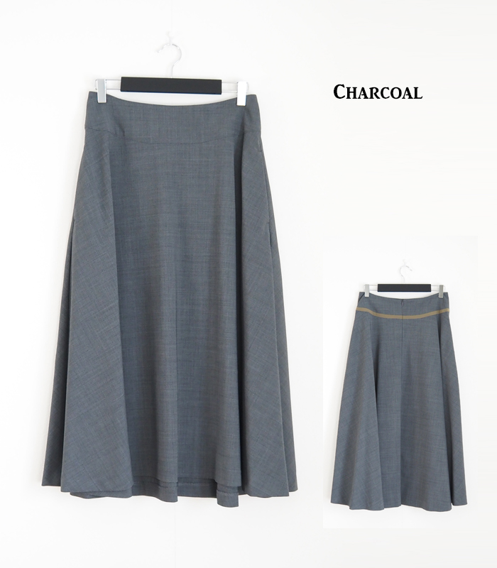 MANON マノン フレアスカート ウールブレンド ミディ丈 レディース