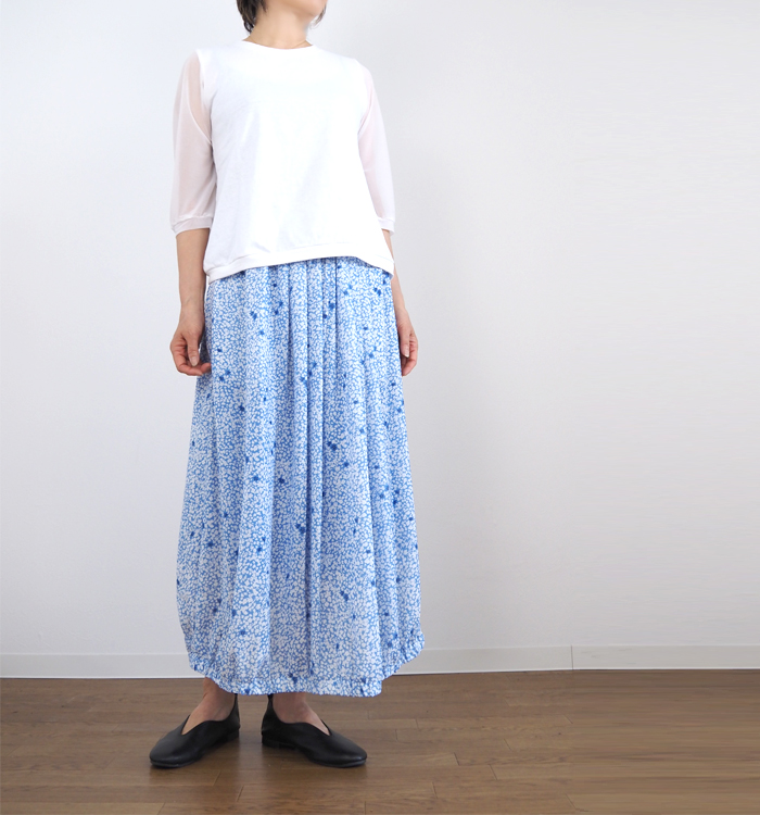 MANON マノン バルーンタックスカート オリジナルフラワープリント レディース