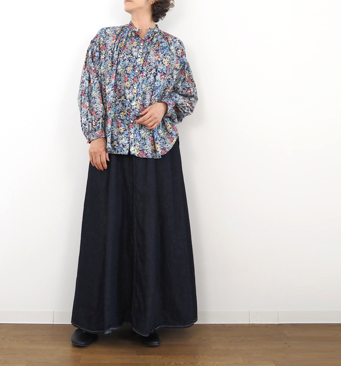 MANON マノン リバティプリントアミカルシャツ レディース