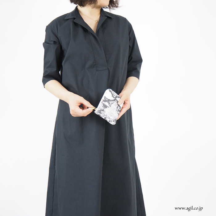 mononogu (もののぐ) ミニ小型 L字ファスナー 本革パイソンプリント 薄型財布 日本製 レディース メンズ