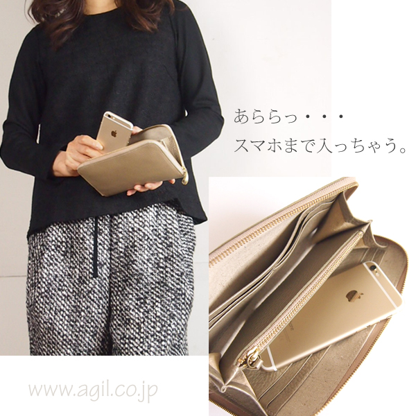 mononogu(もののぐ) ラウンドファスナー シボレザー長財布|ロングウォレット|シャンパンゴールド