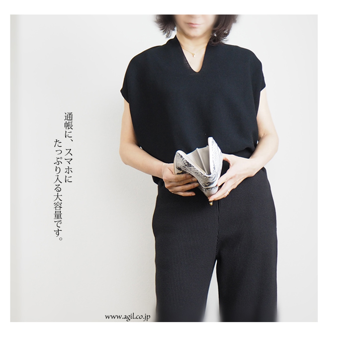 mononogu (もののぐ) ラウンドファスナー 本革パイソンプリント長財布 日本製 大容量 レディース メンズ