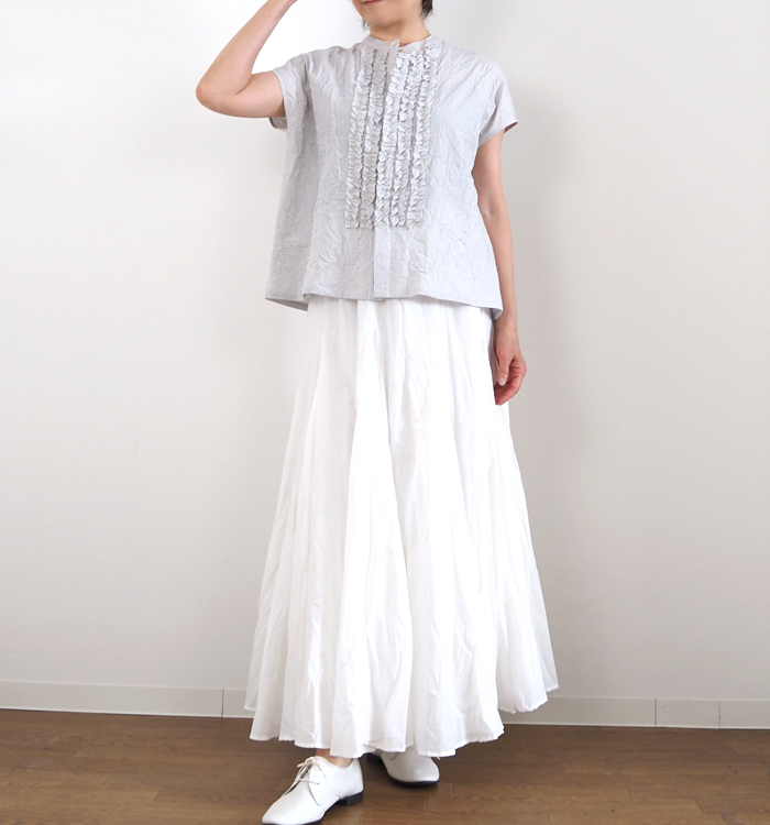 nicholson and nicholson ニコルソンアンドニコルソン シワ加工 フリルブラウス