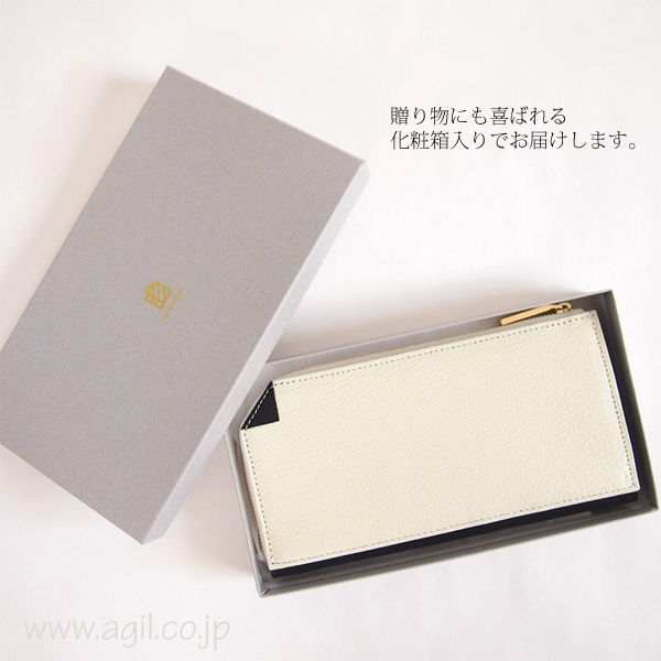 mononogu(もののぐ) L字ファスナー長財布(サイフ) ゴートシュリンクx牛革スムース レディース
