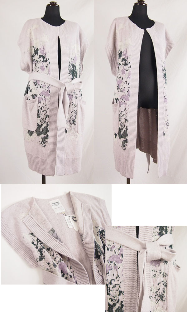 tiny dinosaur(タイニーダイナソー) ニットガウン ロングジレ｜ライトグレー