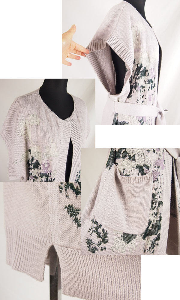 tiny dinosaur(タイニーダイナソー) ニットガウン ロングジレ｜ライトグレー