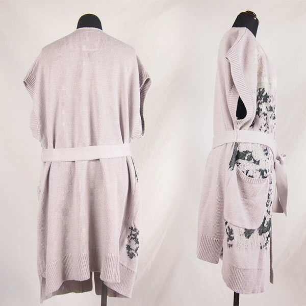 tiny dinosaur(タイニーダイナソー) ニットガウン ロングジレ｜ライトグレー