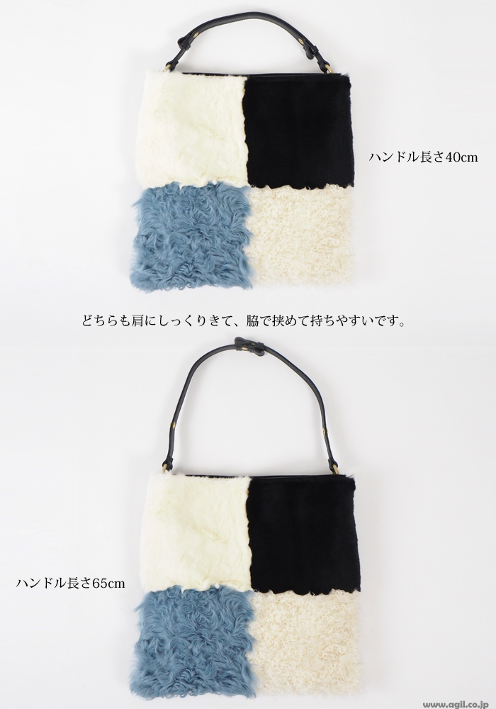 mononogu (もののぐ) ムートンファー ワンハンドル ショルダーバッグ 本革 日本製 レディース