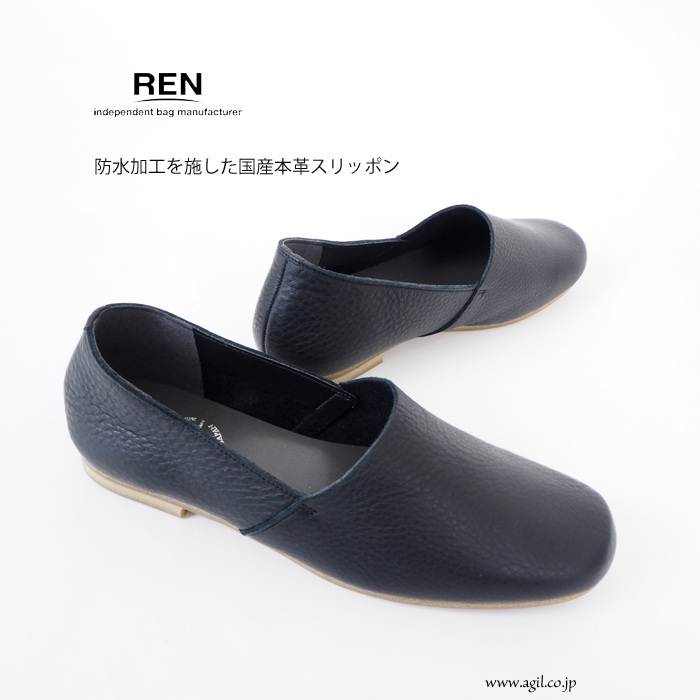 REN (レン) 防水レザー スリッポン シューズ レディース